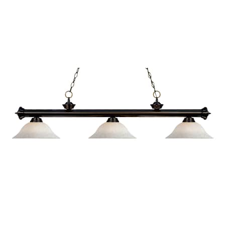Z-Lite Riviera 3 Light Billiard Light, Bronze & White Mottle 200-3BRZ-WM16